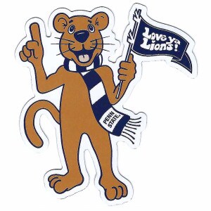 magnet Penn State Nittany Lion mascot holding Love ya Lions flag